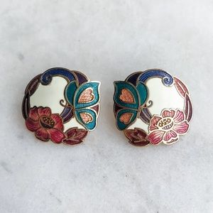 Vintage Floral Cloisonné Earrings